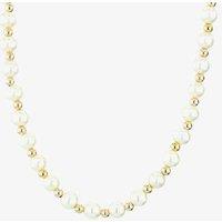T.H.Baker Women's 9ct 16 Inch Drilled Freshwater Pearl & Gold Necklace POZ726S in White | Size: 16 inches