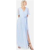 Anaya with Love Women's Faux Wrap Short Sleeve Belted Maxi Dress in Blue | Size: 22