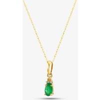 T.H.Baker Women's 9ct Yellow Gold Emerald & Diamond Pendant Necklace QP00178-E YG