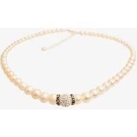 T.H.Baker Women's T H Baker Silver White Simulated Pearl Cubic Zirconia Ball Necklace N-1127-1