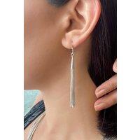 Otis Jaxon London Women's Silver Liquid Long Tassel Earrings