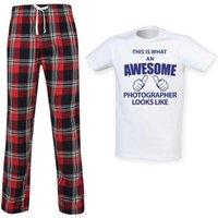 60 SECOND MAKEOVER Men's This Is What An Awesome Photographer Looks Like Tartan Pyjama Set in Red | Size: Medium