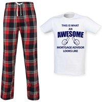 60 SECOND MAKEOVER Men's This Is What An Awesome Mortgage Advisor Looks Like Tartan Pyjama Set in Red | Size: Medium