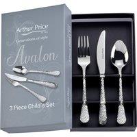 Arthur Price 'Avalon' Stainless Steel Gift Boxed Childrens Cutlery Set Knife Fork Spoon in Silver