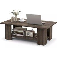 Costway 2-tier Modern Coffee Table Center Cocktail Table Wooden Accent Table in Grey