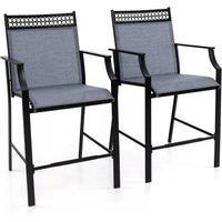 Costway Outdoor Patio Chair Set of 2 Home Patio Counter Height Chairs w/Footrest in Blue