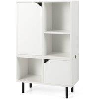 Costway Stackable Bookcase Combination Lattice Cabinet Floor Open Bookshelf in White