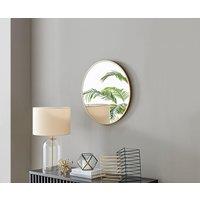 FurnitureboxUK Emma 60cm Small Art Deco Metal Frame Round Hallway Bedroom Dining & Living Room Wall Mirror in Gold