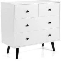 Costway 4-Drawer Dresser Modern Storage Chest Cabinet Wooden Drawer Organizer in White