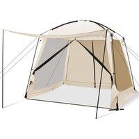 Costway 3 x 3 M Portable Camping Canopy Tent Screen Shelter Gazebo W/ Zippered Door in Beige