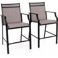 Costway Outdoor Patio Chair Set of 2 Home Patio Counter Height Chairs w/Footrest in Brown