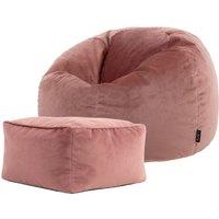 icon Kingston Classic Velvet Bean Bag Chair & Pouffe Pink Bean Bag Chair in Light Pink