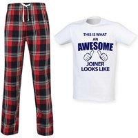 60 SECOND MAKEOVER Men's This Is What An Awesome Joiner Looks Like Tartan Pyjama Set in Red | Size: Medium