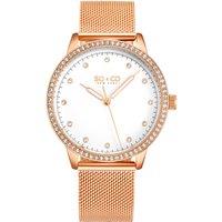 Madison 5514 38mm Stainless Steel Watch with Crystal Markers and Bezel, Mesh Bracelet