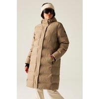 Dare 2b Women's Wander Waterproof Longline Padded Jacket in Beige | Size: 10