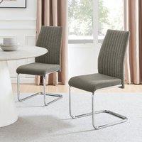 FurnitureboxUK Lorenzo 2x Fabric Silver Leg Dining Chair in Grey