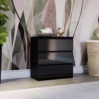 Home Discount Vida Designs Glinton 'HIGH GLOSS 3 Drawer Chest of Drawers' Storage Bedroom Furniture in Black