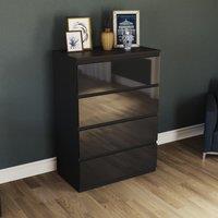 Home Discount Vida Designs Glinton 'HIGH GLOSS 4 Drawer Chest of Drawers' Storage Bedroom Furniture in Black