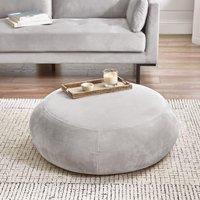 FurnitureboxUK Otis Round Soft-Touch Velvet Footstool in Taupe