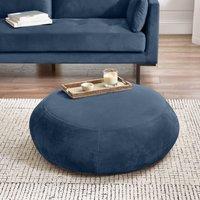 FurnitureboxUK Otis Round Soft-Touch Velvet Footstool in Navy