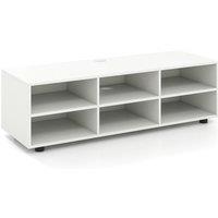 Costway TV Stand for TVs up to 55 Inches Wooden 6 Storage Compartments TV Cabinet Table in White
