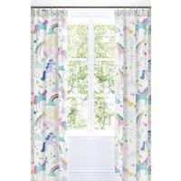 Bedlam 'Rainbow Unicorn' Lined Pencil Pleat Curtains | Size: 168 cm width x 183 cm drop