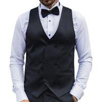TruClothing Men's Satin Double Breasted Waistcoat in Black | Size: 48R