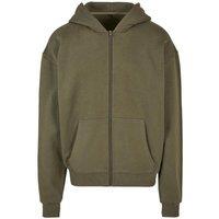 Build Your Brand Men's Ultra Heavyweight Full Zip Hoodie in Olive | Size: Medium