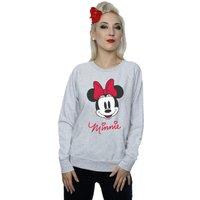 Disney Women's Minnie Mouse Face Heather Sweatshirt in Grey | Size: Large