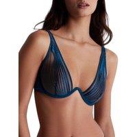 Aubade Women's Sumptuous Waves Plunge Single Wire Bra in Blue | Size: 36D