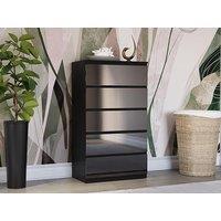 Home Discount Vida Designs Glinton 'HIGH GLOSS 5 Drawer Chest of Drawers' Storage Bedroom Furniture in Black