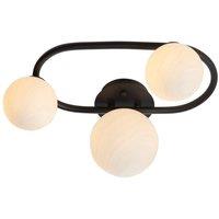 Netlighting Pulsa Bathroom Globe Semi Flush 3 Lamp Ceiling Light Matt Black IP44