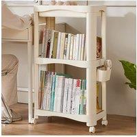 3-Tier Kitchen Fruit Storage Cart Vegetable Rolling Trolley Rack Bookshelf