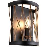 Netlighting Heston 1 Light Indoor Candle Wall Light Matt Black Rustic Bronze Effect E14 in Brown