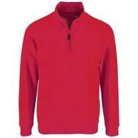 SOL'S Men's Stan Contrast Zip Neck Sweatshirt in Red | Size: Small
