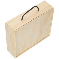 Red Hamper 3 Beer Bottle Pinewood Carry Case with Solid Lid in Light Brown