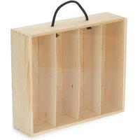 Red Hamper 4 Beer Bottle Pinewood Carry Case with Acrylic Lid in Light Brown