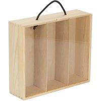 Red Hamper 3 Beer Bottle Pinewood Carry Case with Acrylic Lid in Light Brown