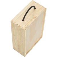 Red Hamper 2 Beer Bottle Pinewood Carry Case with Solid Lid in Light Brown