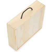 Red Hamper 4 Beer Bottle Pinewood Carry Case with Solid Lid in Light Brown