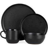 Barbary & Oak Luna 16pce Dinnerware Set, Stoneware, Black BO867005BLK