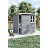 Garden Sanctuary Plastic Outdoor Garden Storage Shed with Lockable Door in Grey