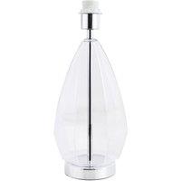 Happy Homewares Transparent Glass & Polished Chrome Table Lamp Base with Inline Cable Switch in Silver