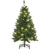 HOMCOM 4FT Prelit Artificial Christmas Tree w/ Warm White Light Xmas Decoration in Green