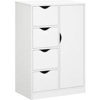 HOMCOM Bathroom Floor Cabinet Freestanding Storage Unit with 4 Drawers for Living Room in White