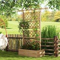 OUTSUNNY Wooden Trellis Planter, Raised Garden Bed for Climbing Plants in Natural