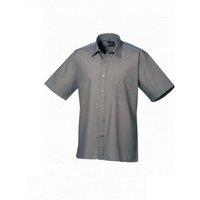 Premier Men's Short Sleeve Poplin Shirt in Dark Grey | Size: 22 inches