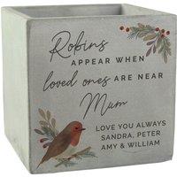 Personalised Memento Company Personalised Robin Memorial Concrete Plant Pot in Grey