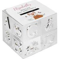 Personalised Memento Company Personalised Fox ABC Money Box in Metallic Silver