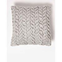 Homescapes Grace Pleated Velvet Cushion in Grey | Size: 45 cm x 45 cm